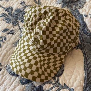 Baggu Trippy Checkered Green and White Cap